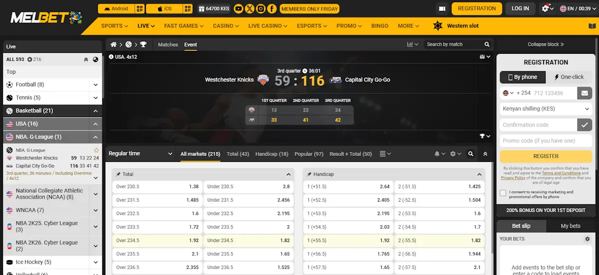 Melbet Basketball Live Match Betting Screenshot